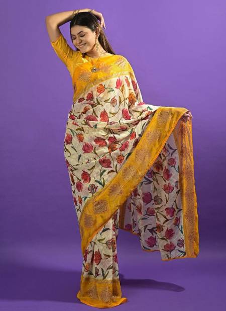 Yellow Colour Rihana Ashima New Latest Printed Daily Wear Georgette Saree Collection 6202